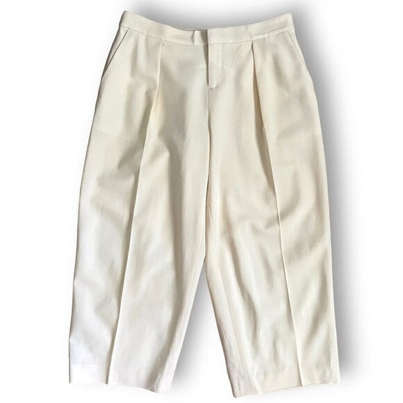 Club Monaco Womens Wool Culotte Pant Sz 00 Cream Minimalist Cropped Trouser - Picture 2 of 8